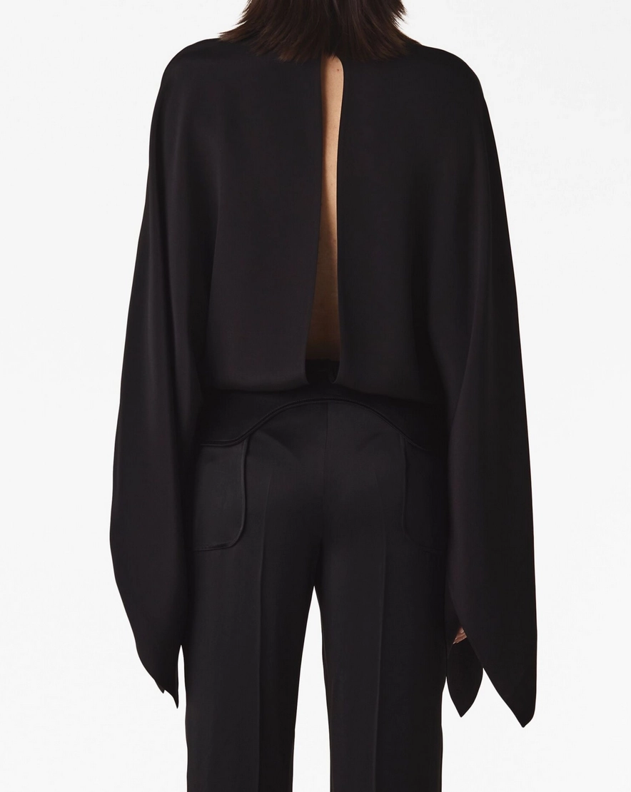 Tom Ford Womens Wide Sleeve Silk Bodysuit In Black