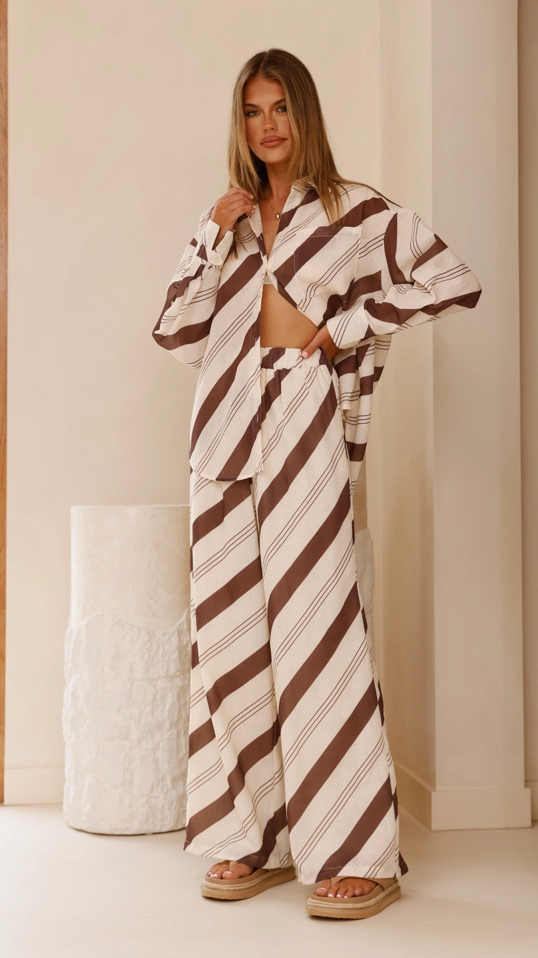 Torrey Wide Leg Pants - Cream/Cacao