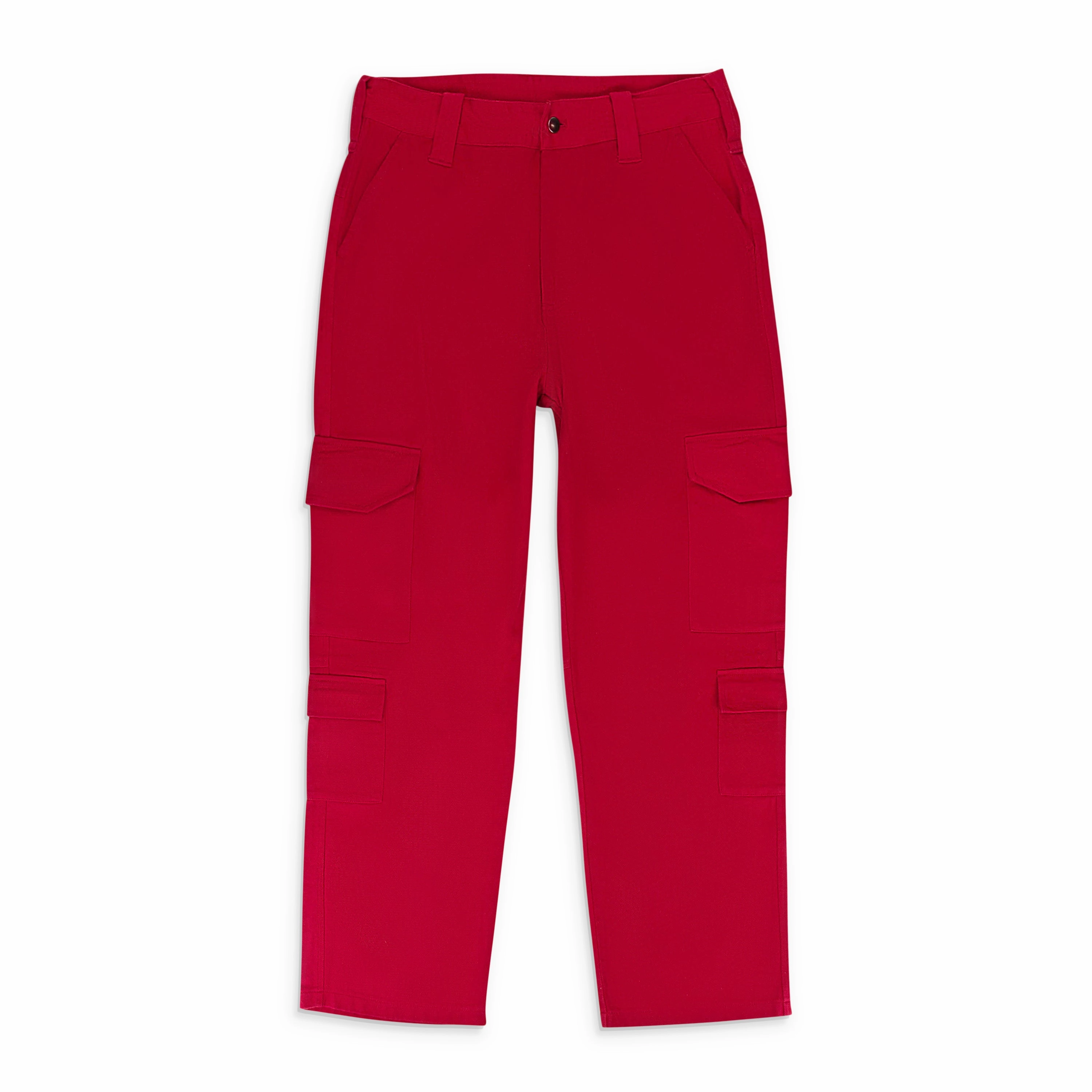 TWILL RED CARGO PANTS