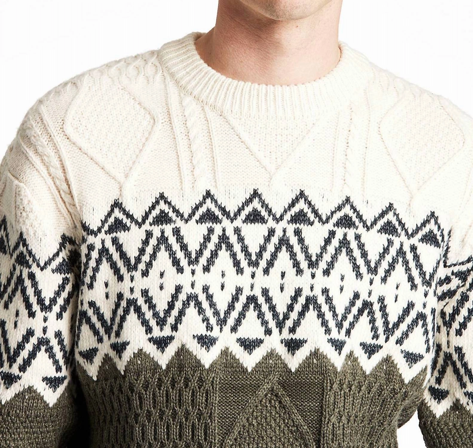Two Color Yolk Cable Knit Sweater In Dkarmymix