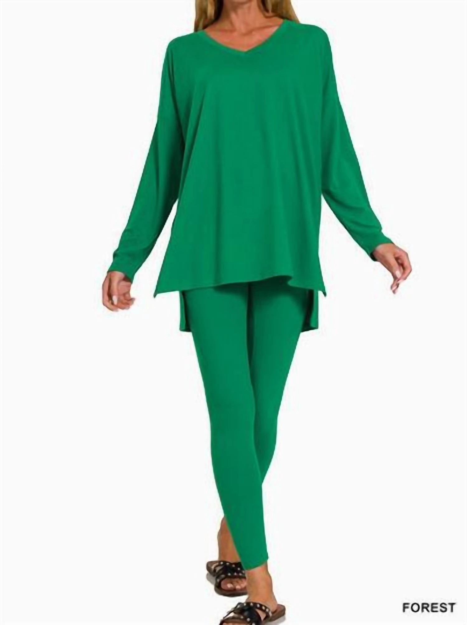 V Neck Lounge Sets In Forest
