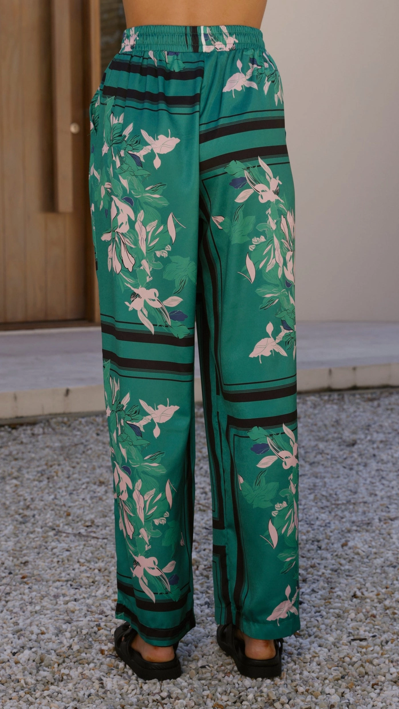 Valene Pants - Green/Pink Print