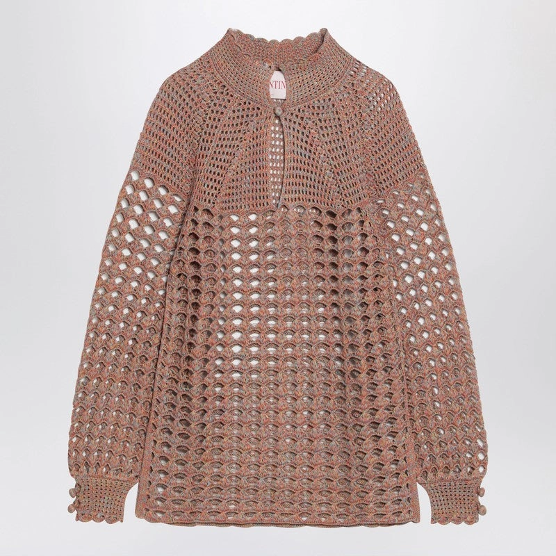 Valentino Men's Openwork Sweater In Linen Blend