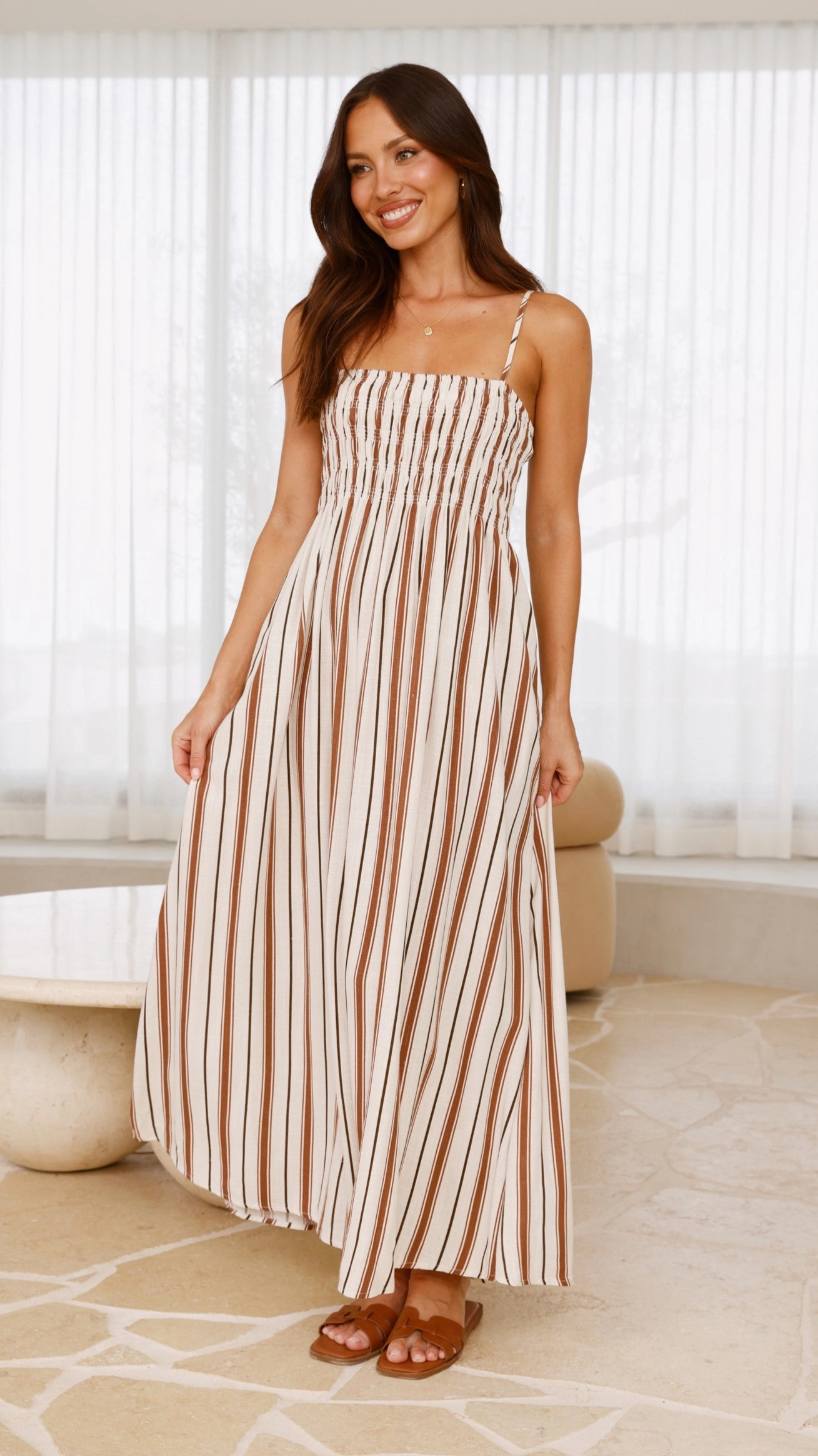 Varali Maxi Dress - Tan Stripe