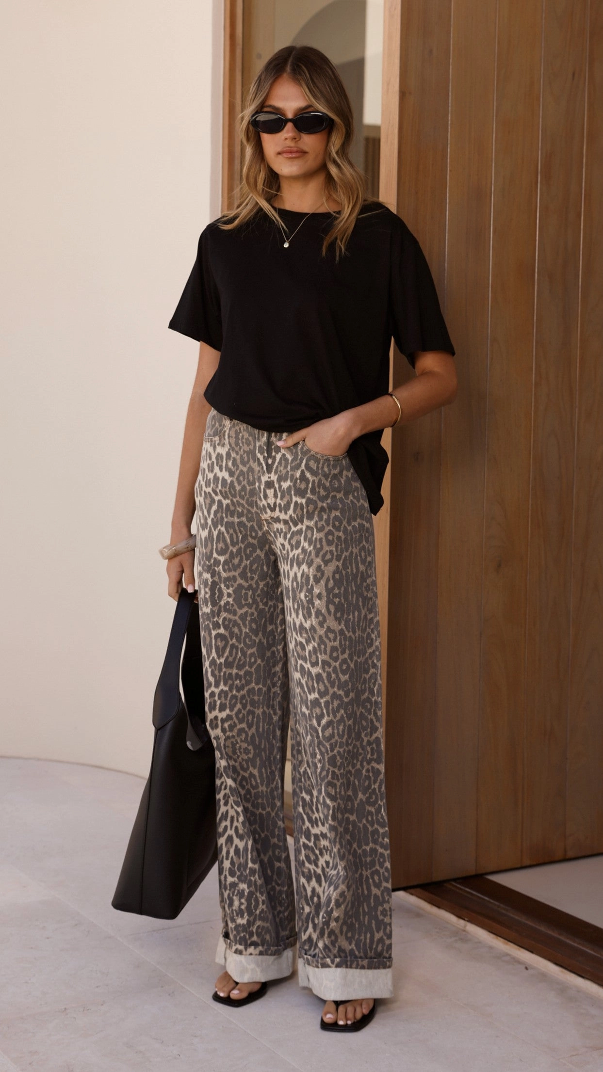 Varia Cuffed Pants - Leopard Print