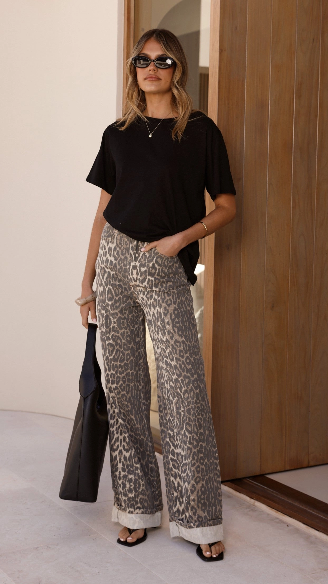 Varia Cuffed Pants - Leopard Print