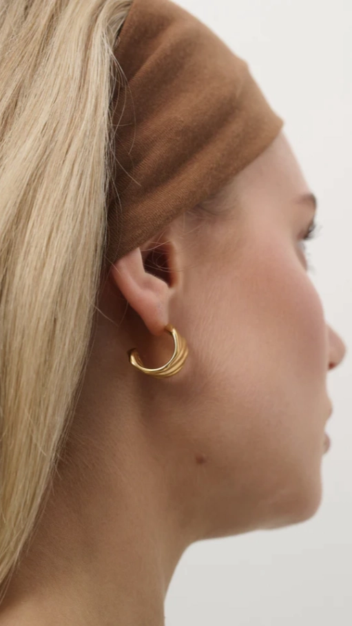Vera Textured 18K Gold Plated Earrings - Gold