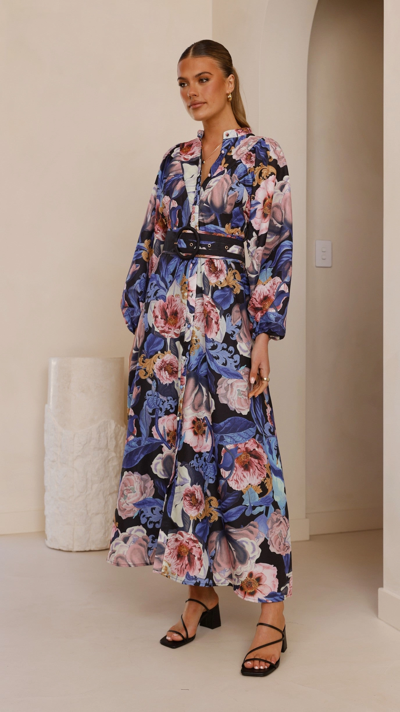 Veronica Button Down Maxi Dress - Azure Donatella