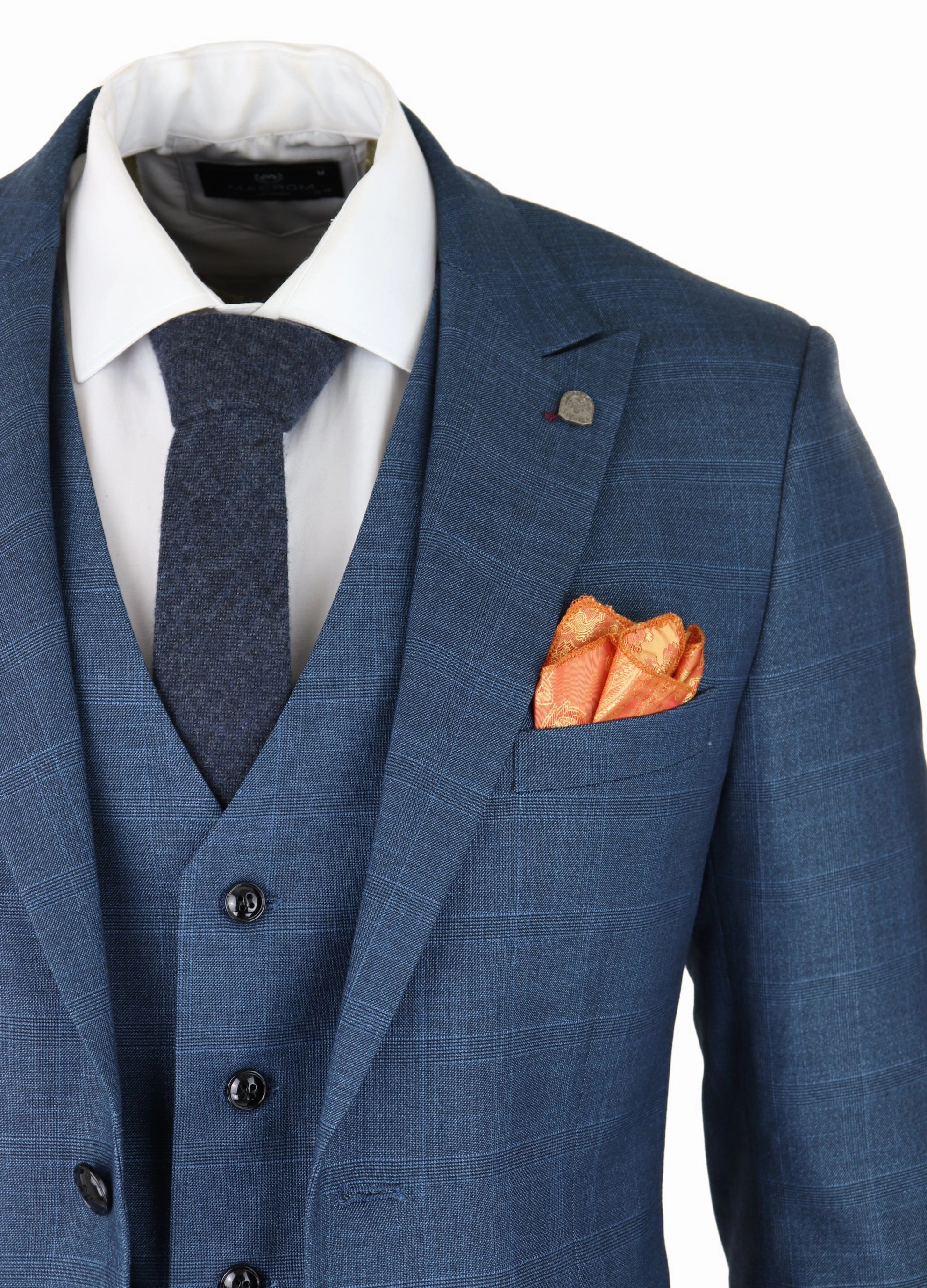Viceroy 3 Piece Check Blue Suit