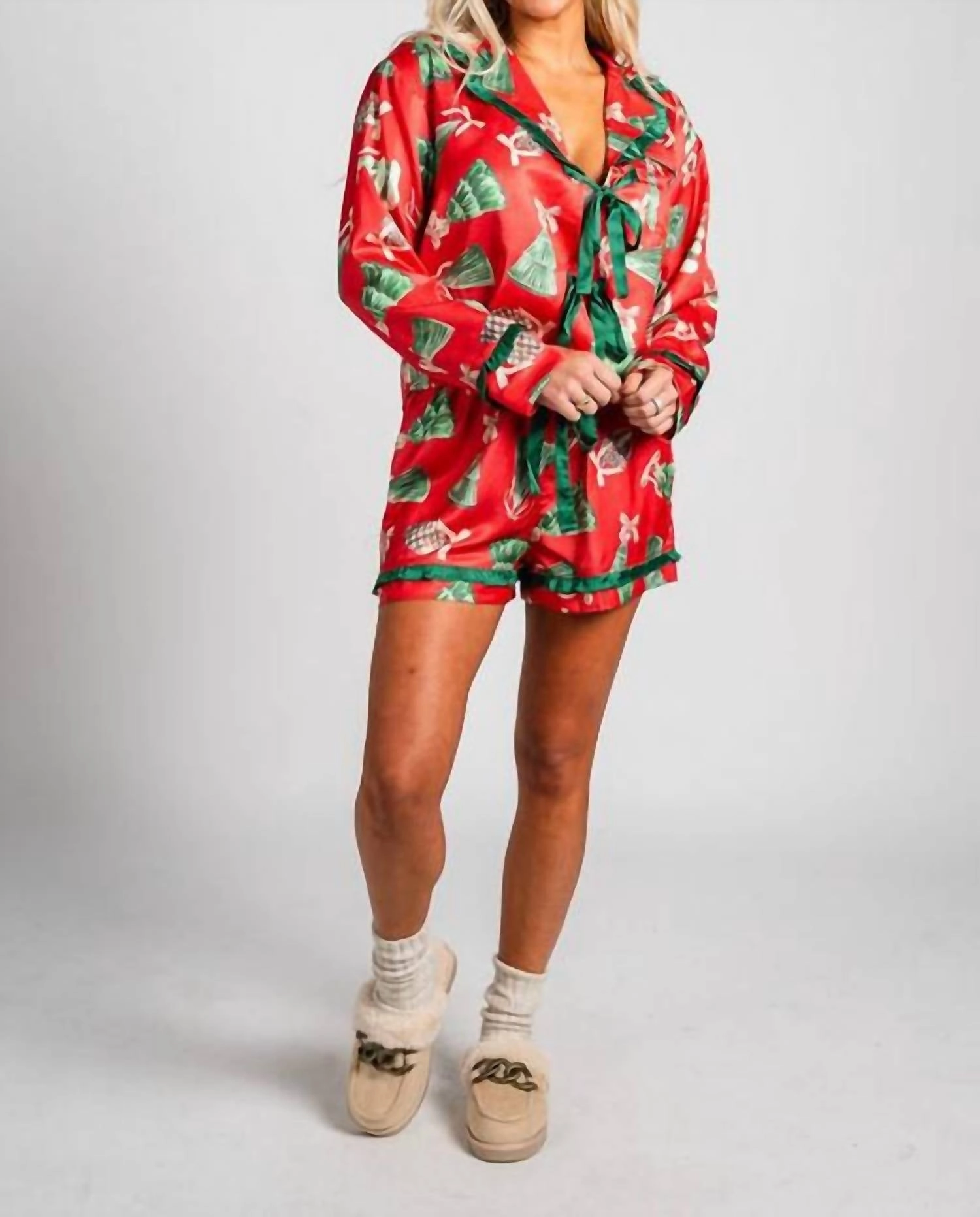 Vintage Ornament Pajamas In Red