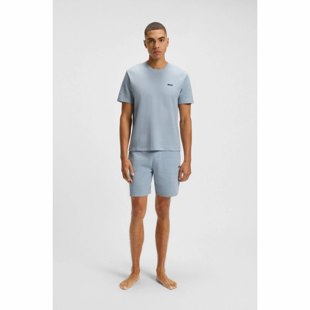 Waffle-structured pajama shorts with embroidered logo