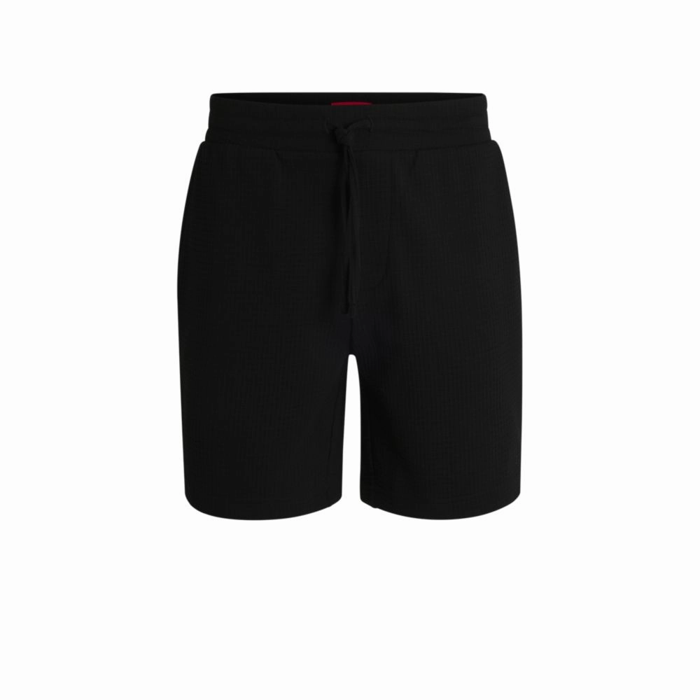Waffle-structured pajama shorts with embroidered logo