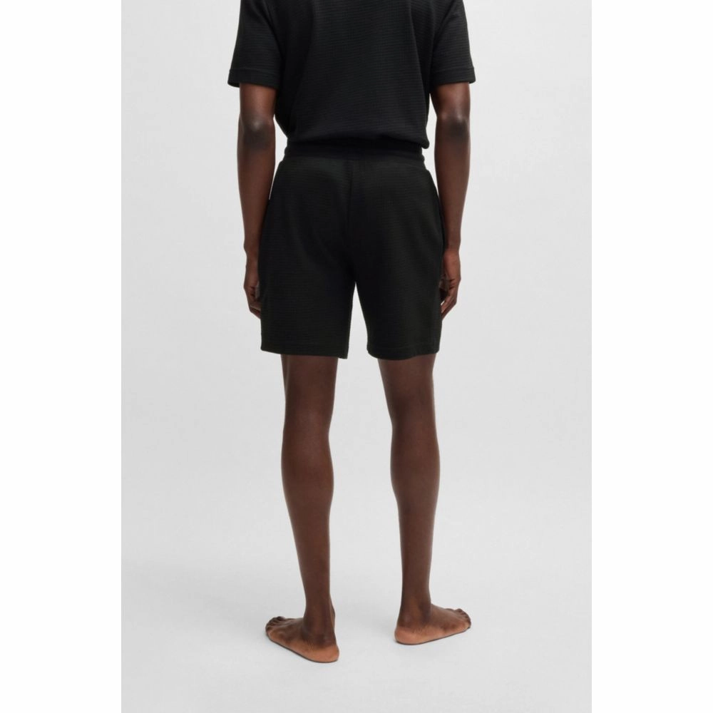 Waffle-structured pajama shorts with embroidered logo
