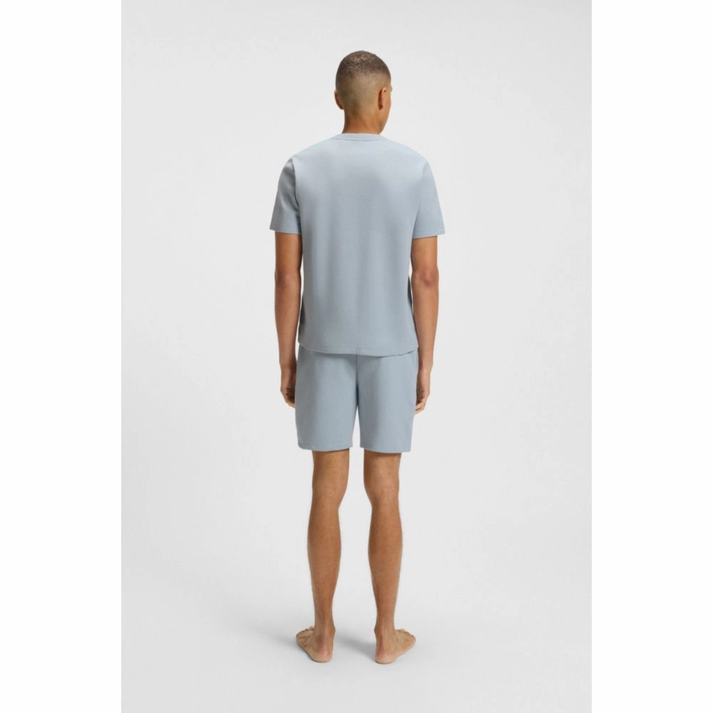 Waffle-structured pajama shorts with embroidered logo