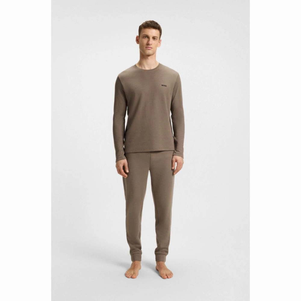 Waffle-structured pajama T-shirt in cotton