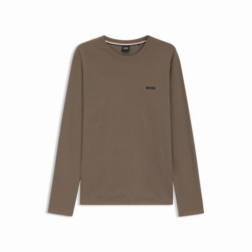 Waffle-structured pajama T-shirt in cotton