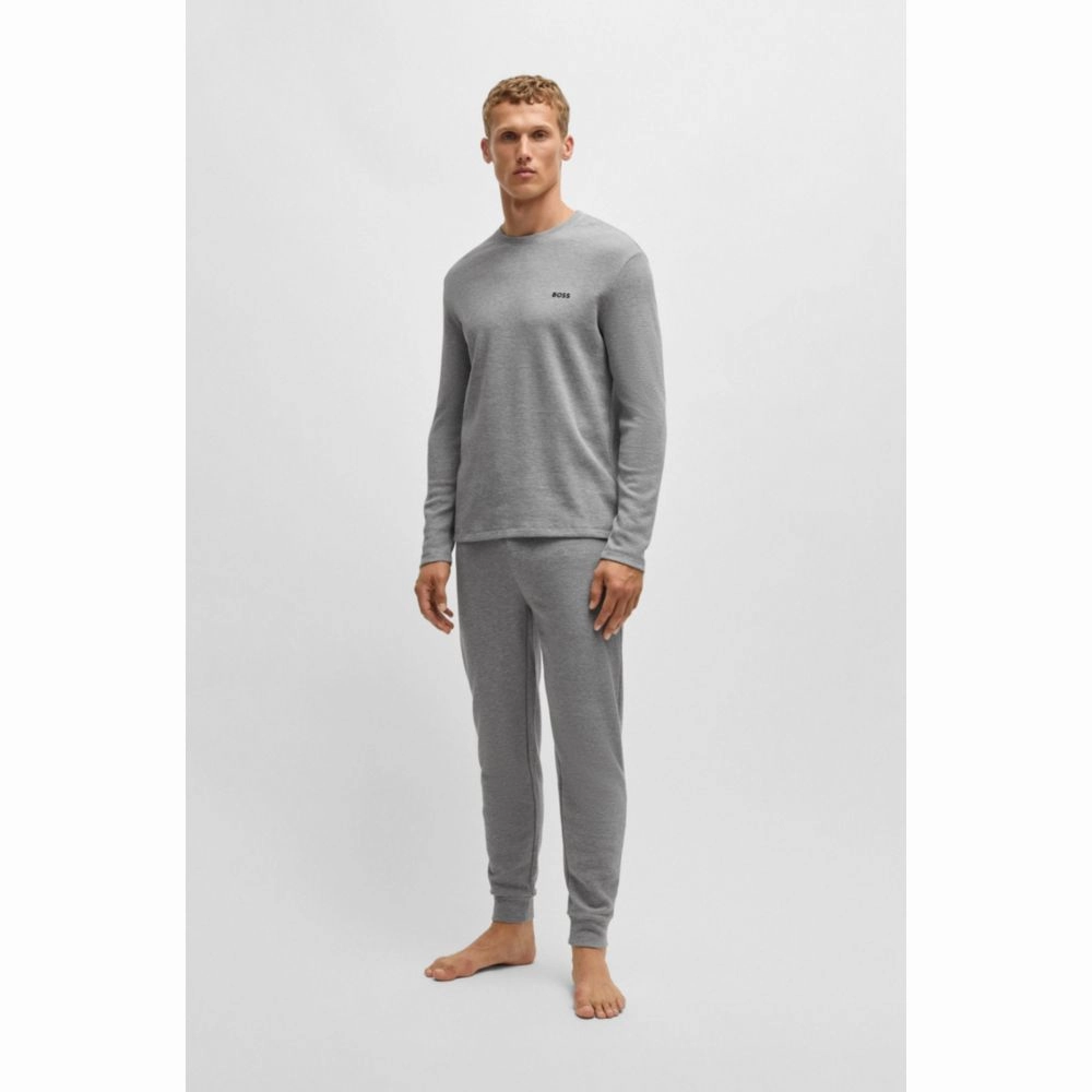 Waffle-structured pajama T-shirt in cotton