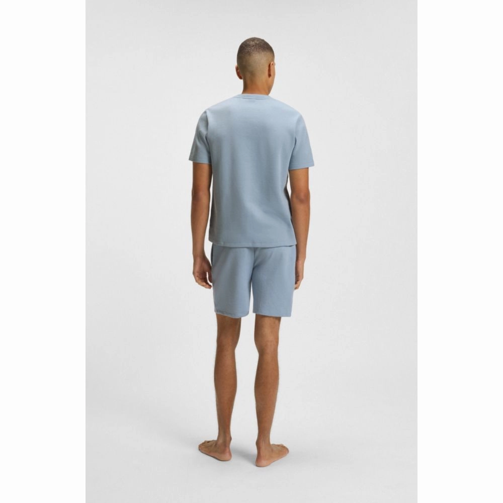Waffle-structured pajama T-shirt with embroidered logo
