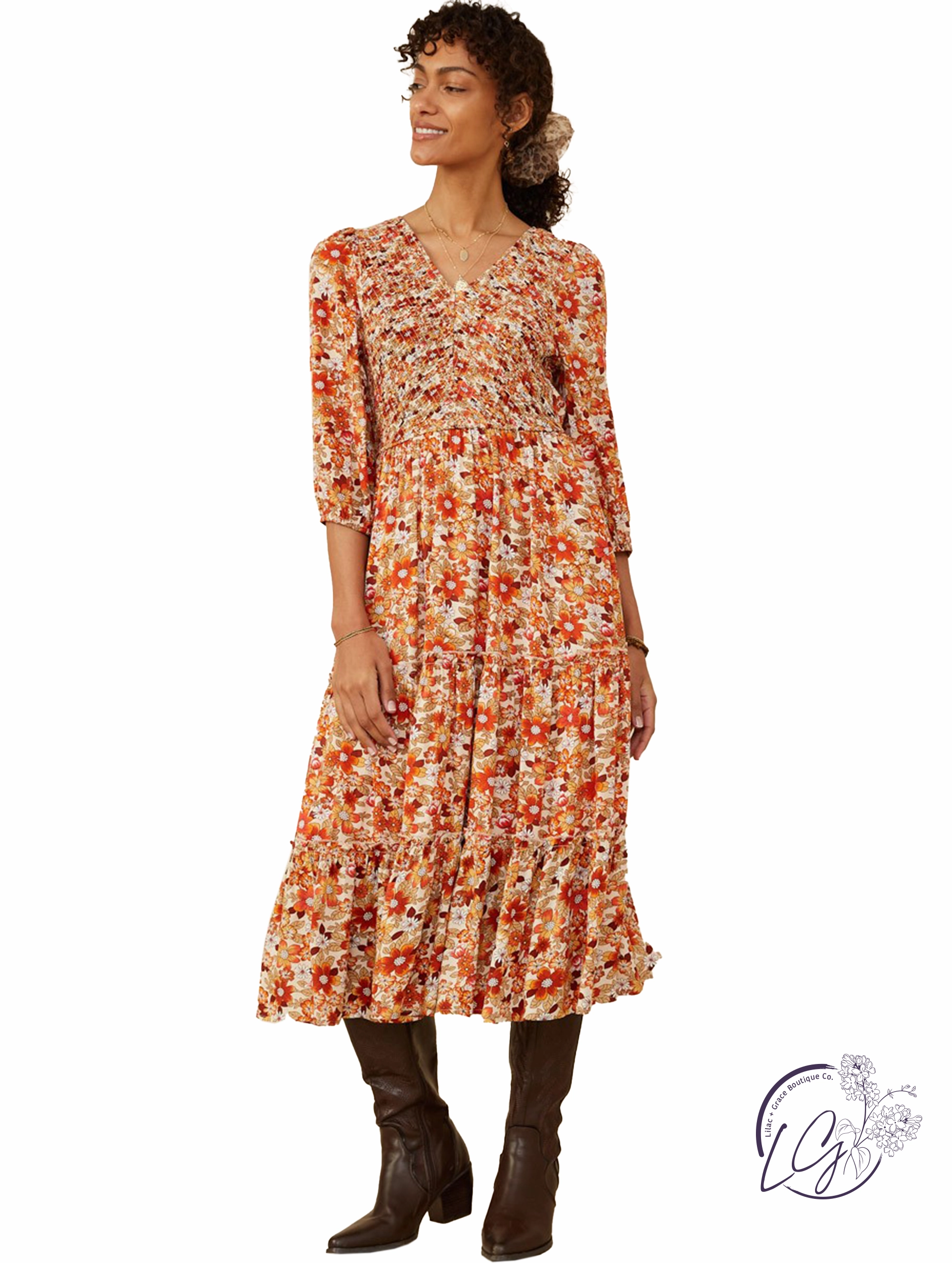 Warm Glance Floral Dress
