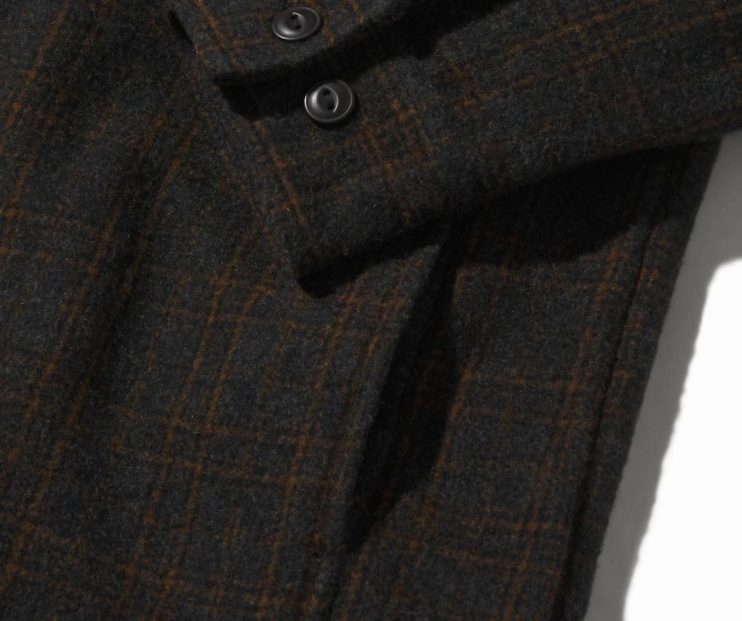 Watson Wool Car Coat In Heather Charcoal Brown Windowpane