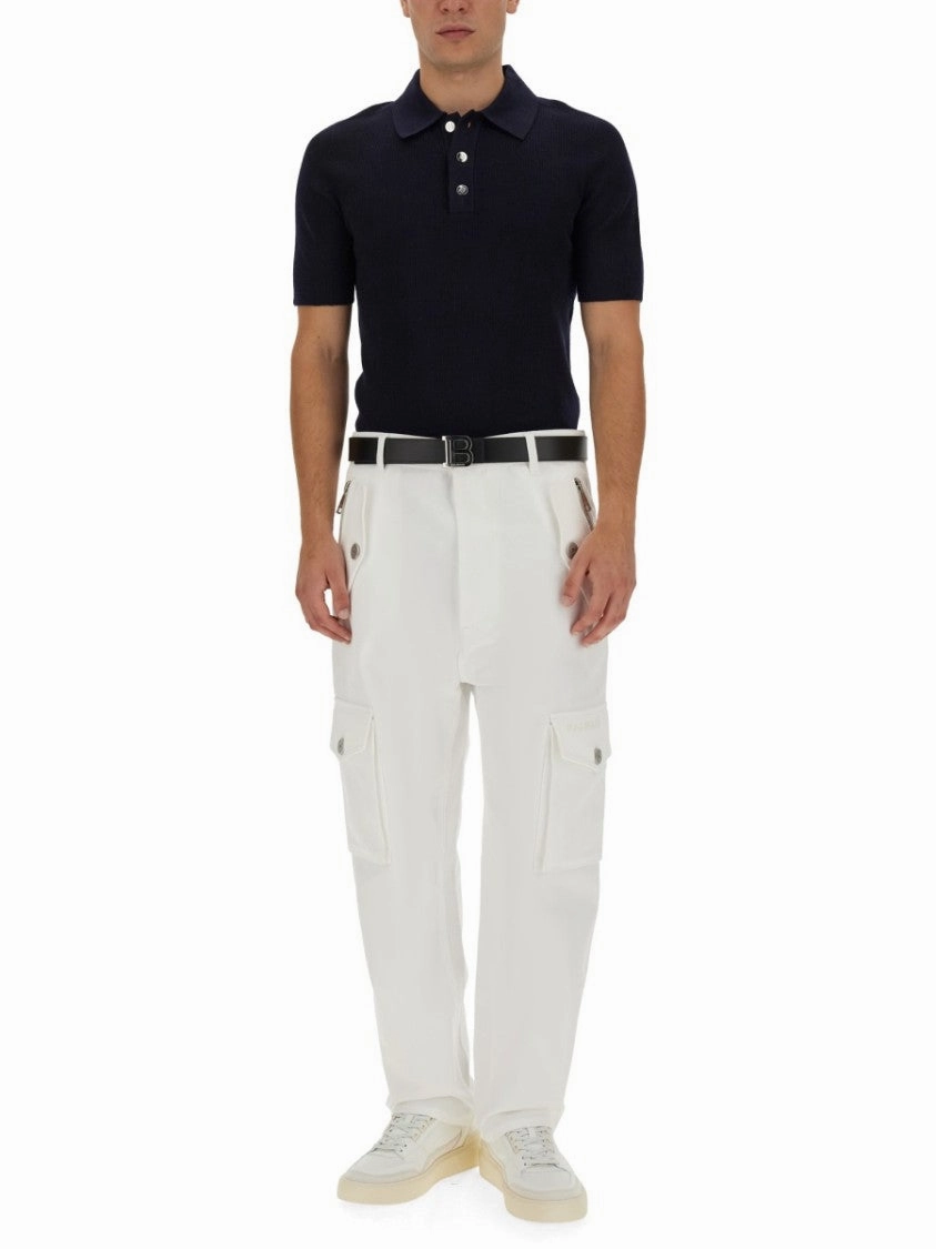 White Cotton Cargo Pants