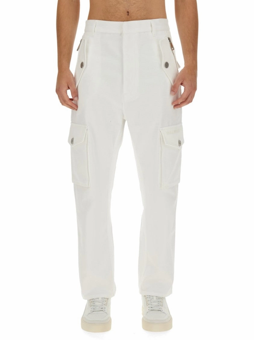 White Cotton Cargo Pants