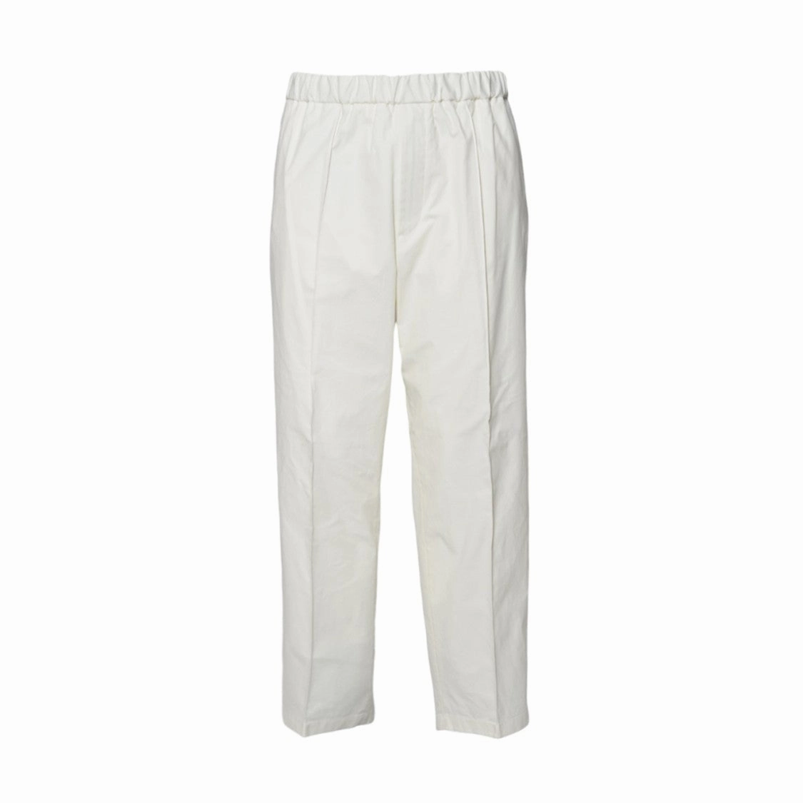 White Cotton Straight Trousers