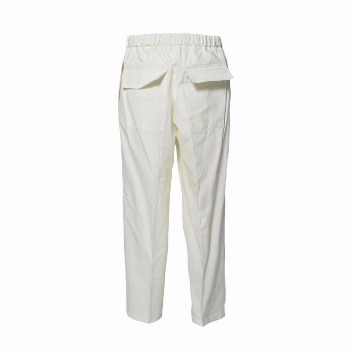 White Cotton Straight Trousers