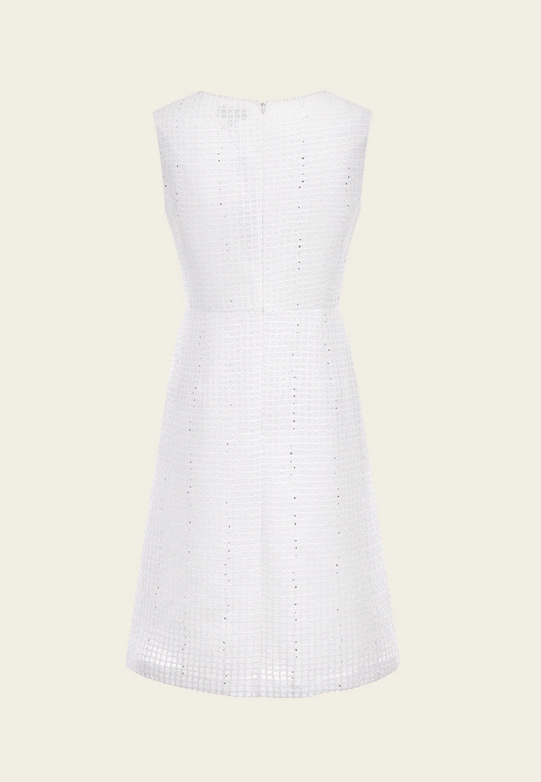 White Embroidery Lace Textured Dress