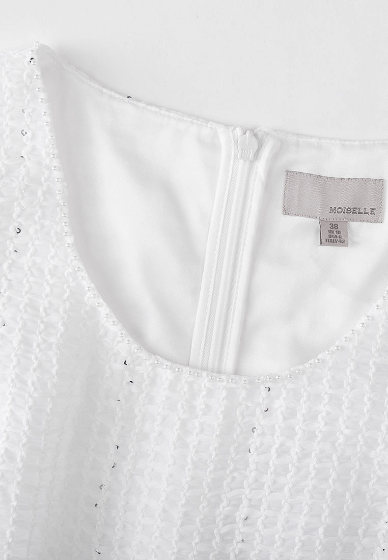White Embroidery Lace Textured Dress
