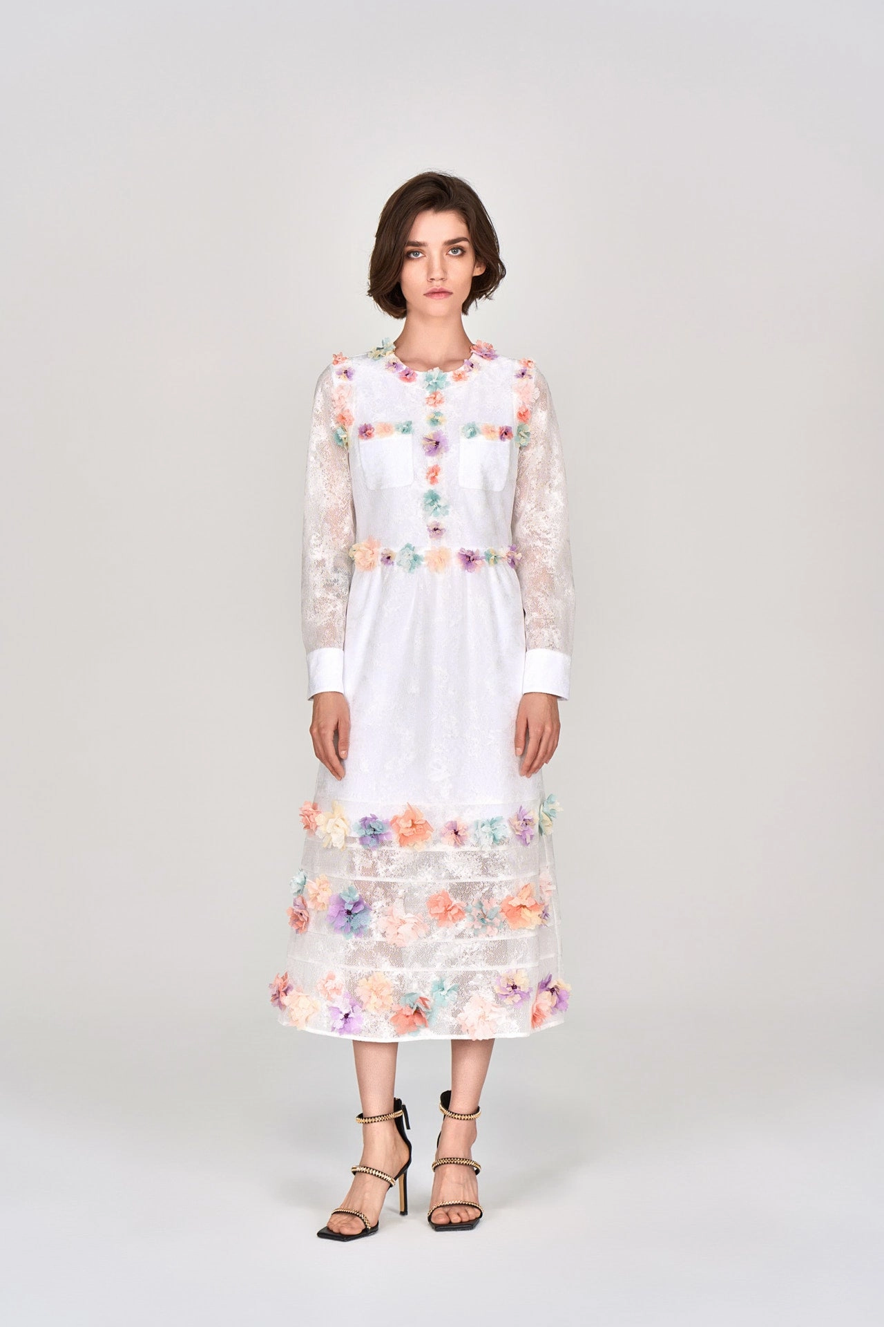 White Floral Sheer Maxi Dress