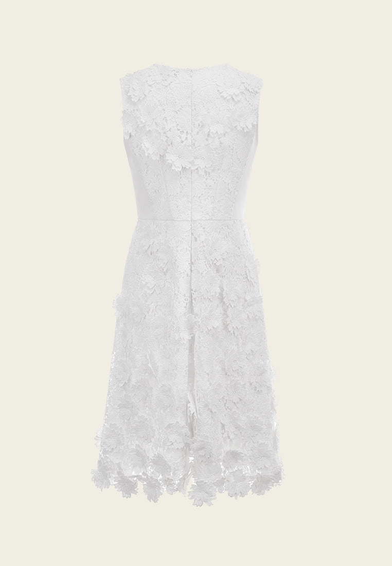 White Lace Sleeveless Midi Dress