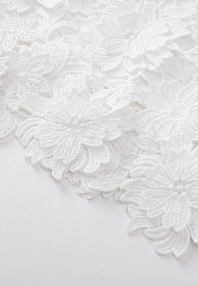 White Lace Sleeveless Midi Dress
