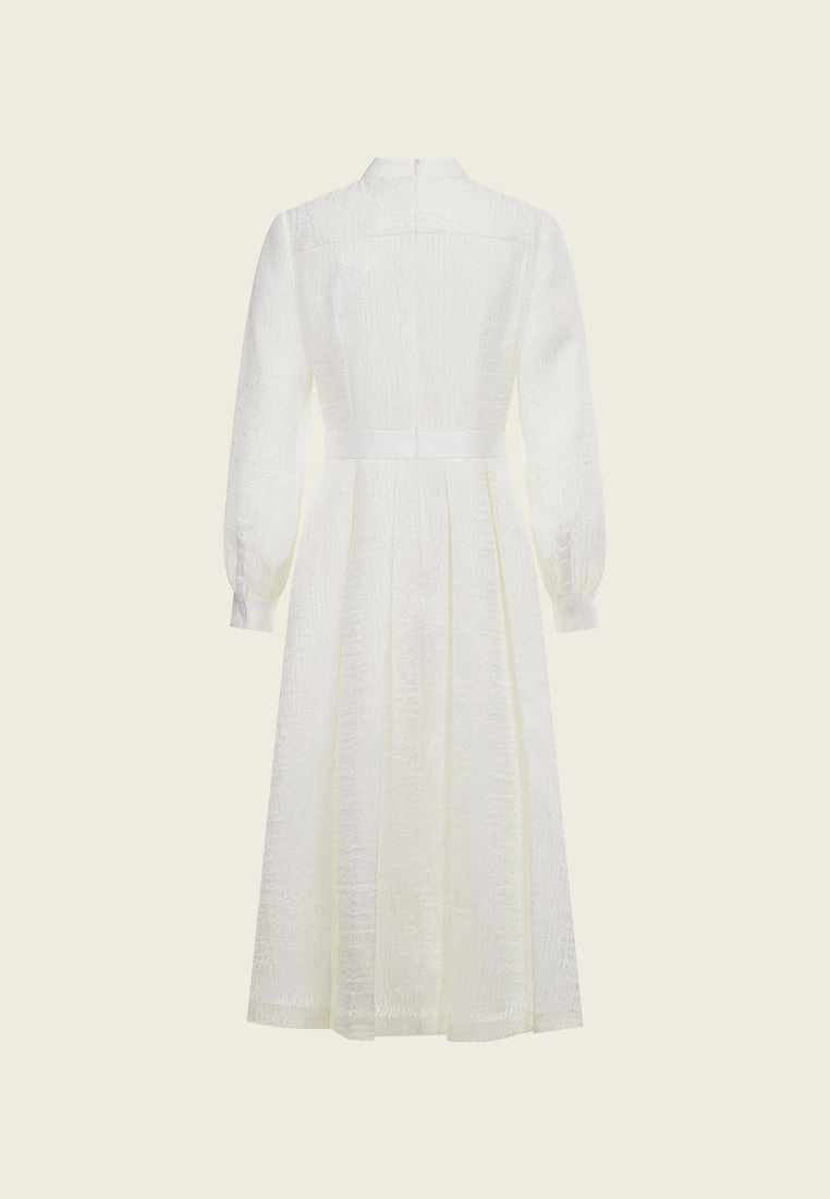 White Rhinestone Long-sleeved Evening Dress