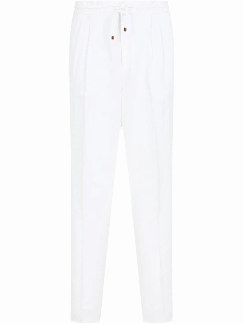 White Trousers With Elasticated Drawstring Waistband