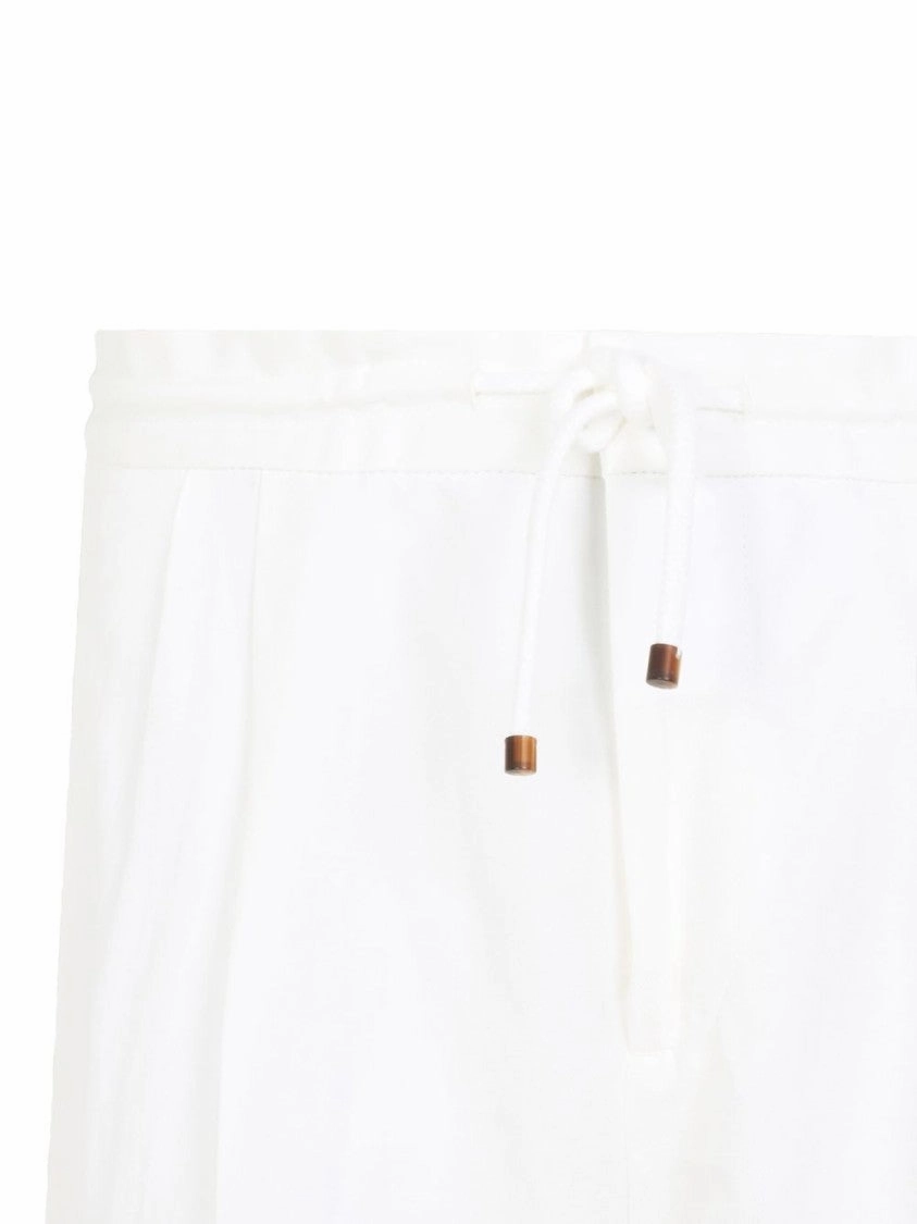 White Trousers With Elasticated Drawstring Waistband