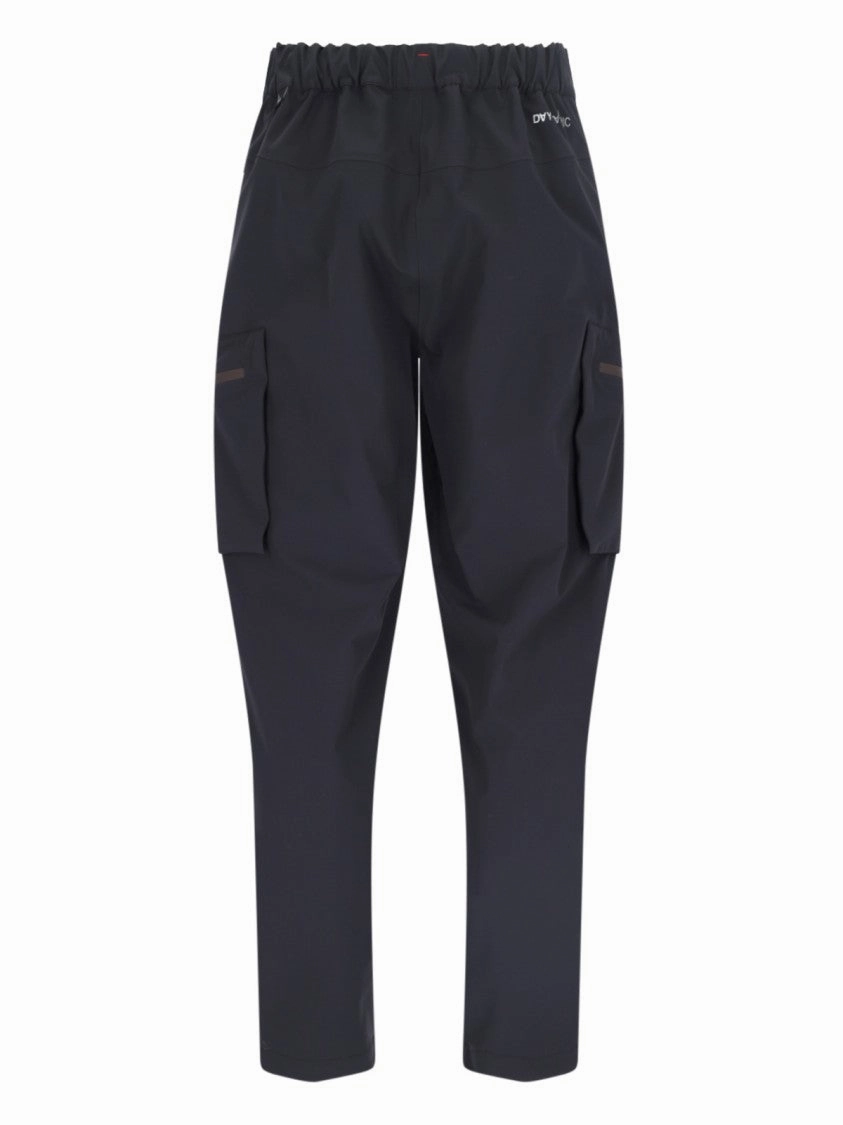 Wide Multi-Pocket Trousers In Black Stretch Nylon
