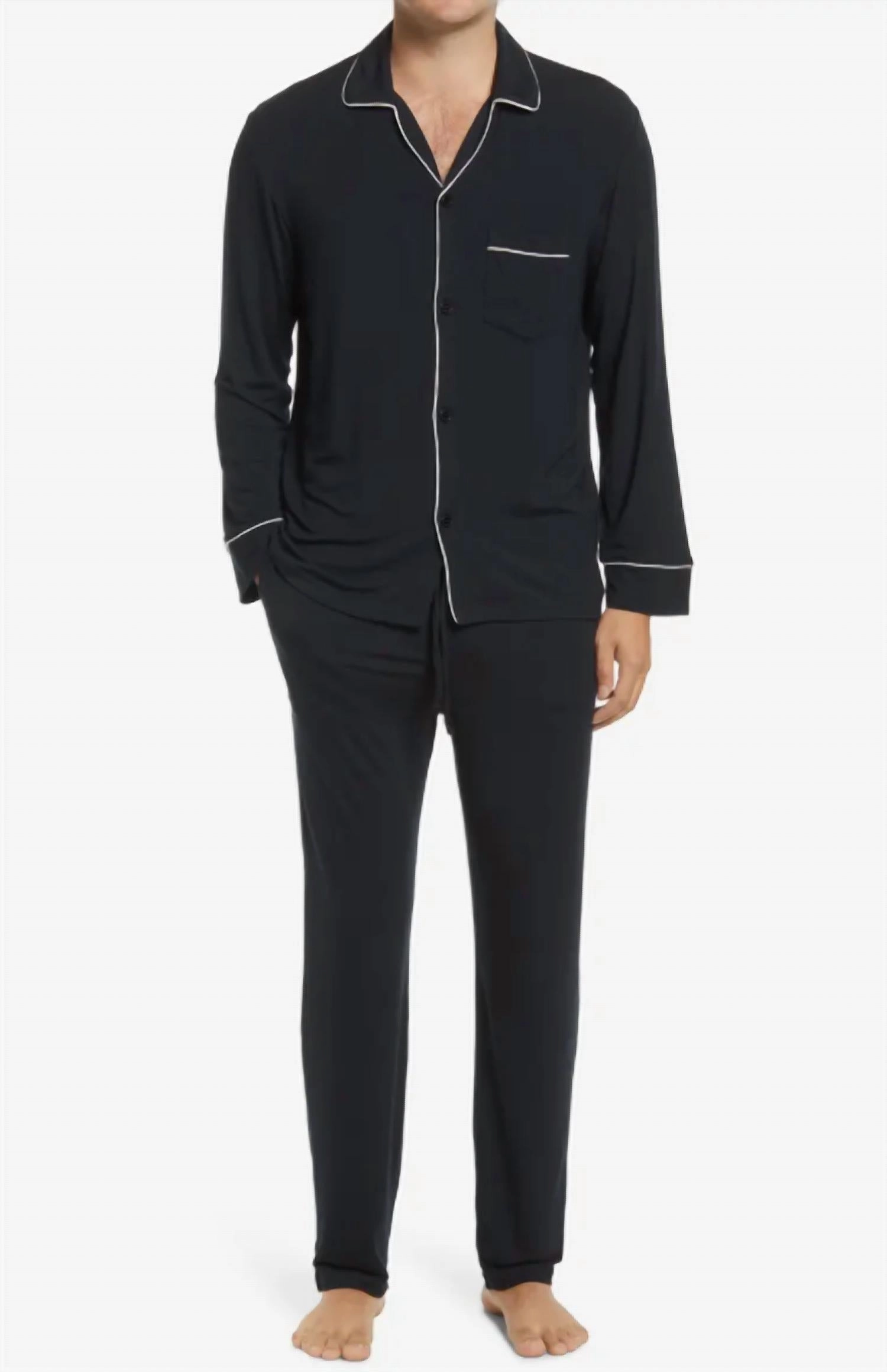 William Men's Pajama Set In Black/ivory