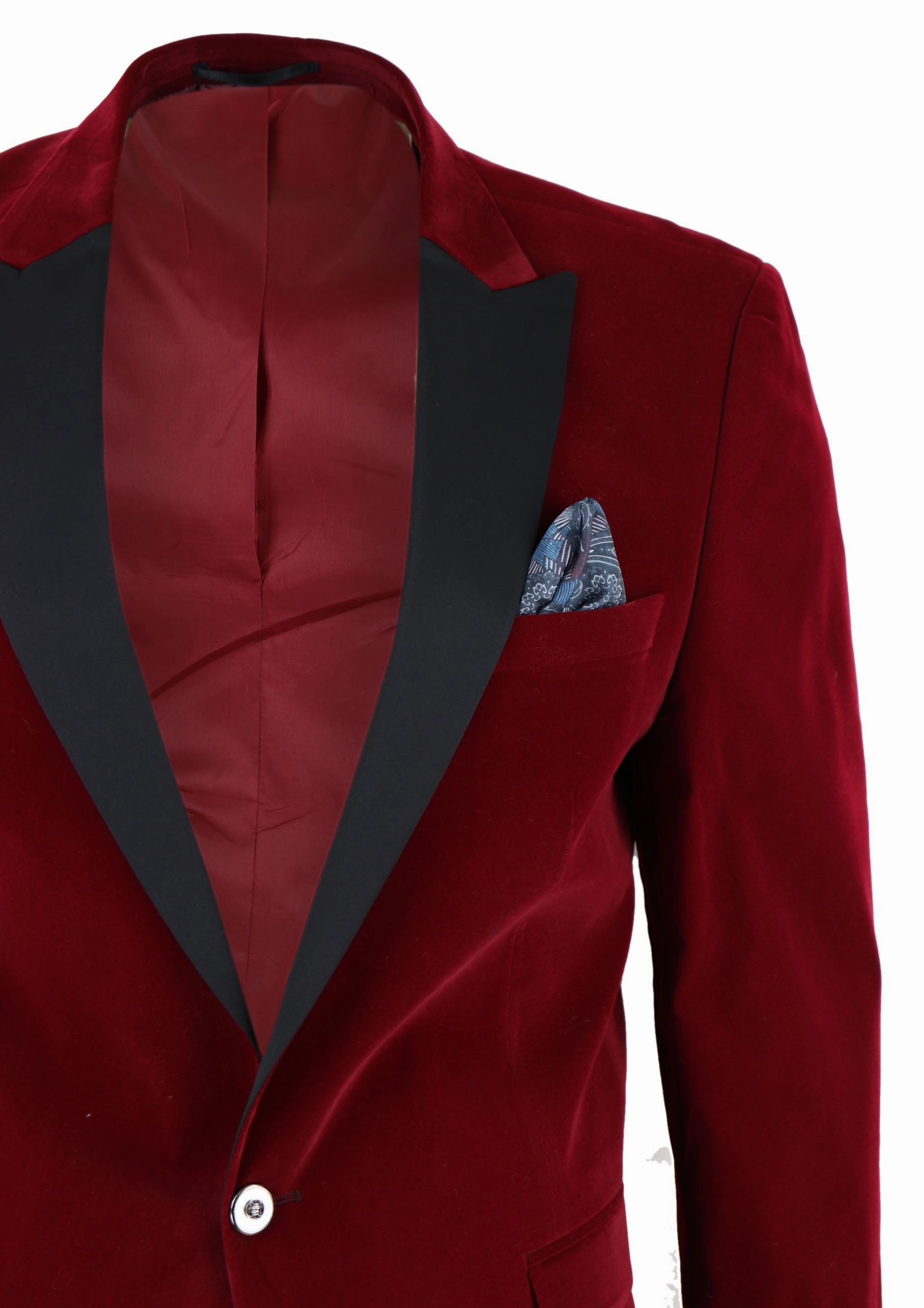 Wine Velvet 1 Button Jacket Tuxedo Blazer