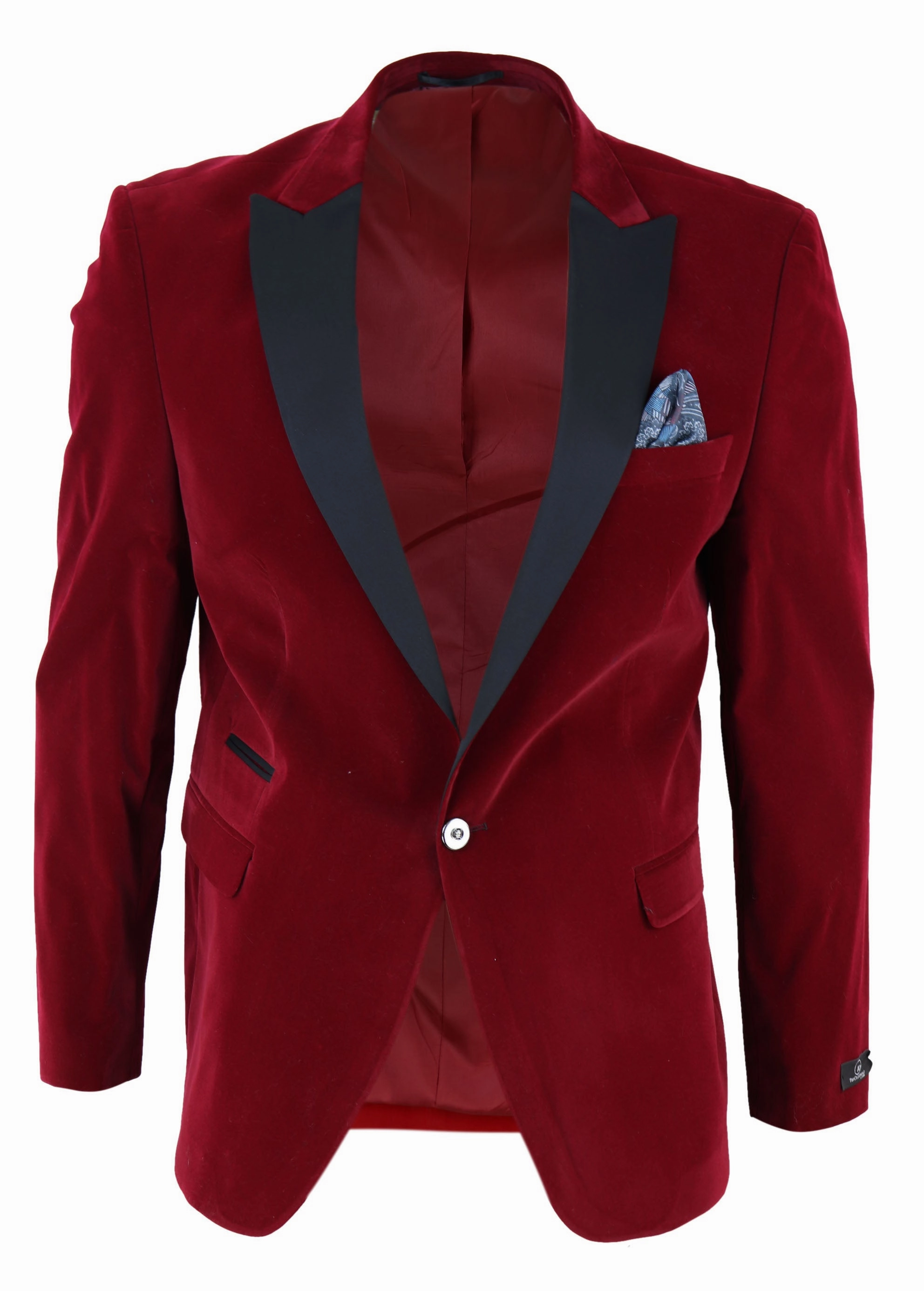 Wine Velvet 1 Button Jacket Tuxedo Blazer