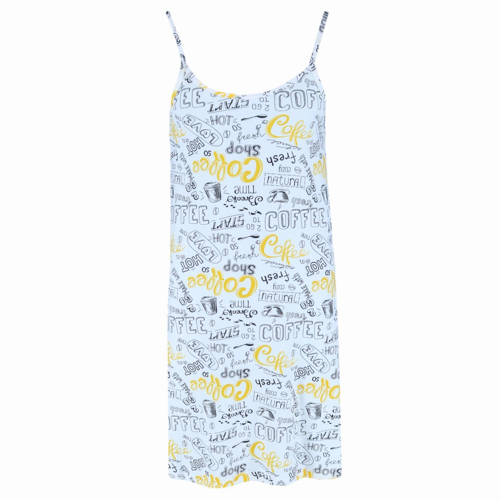 Women's Coffee Print Gown and Solid Robe Set