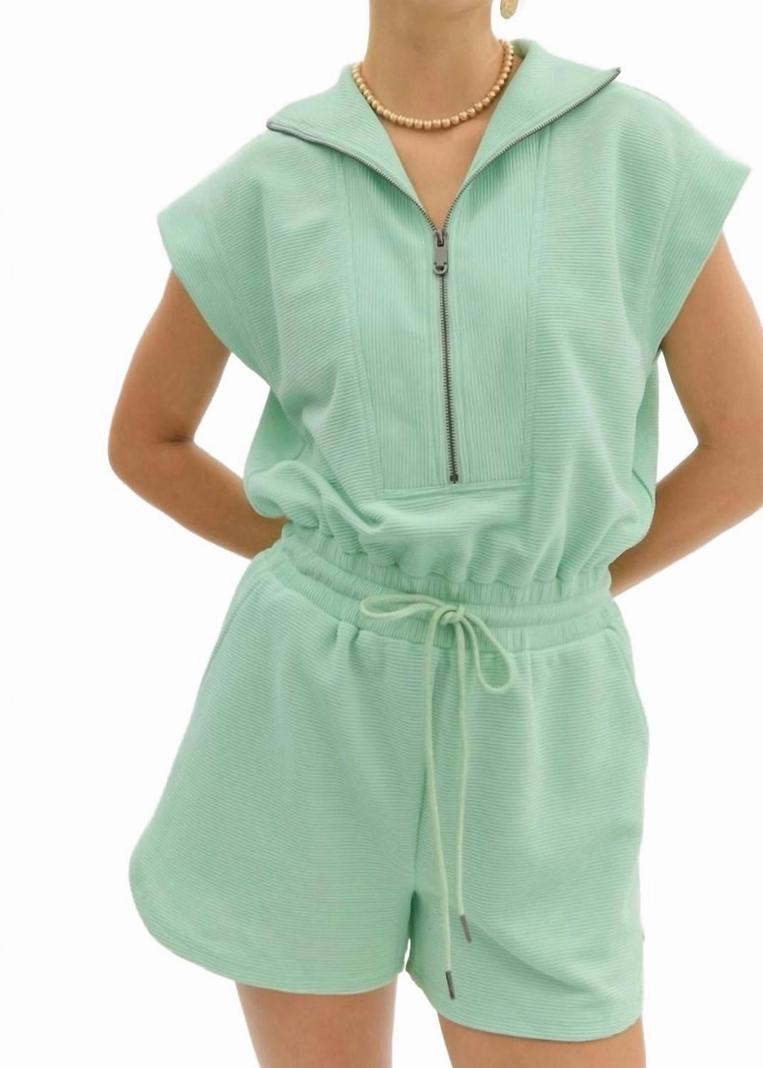 Women's Fit To Be Romper In Mint