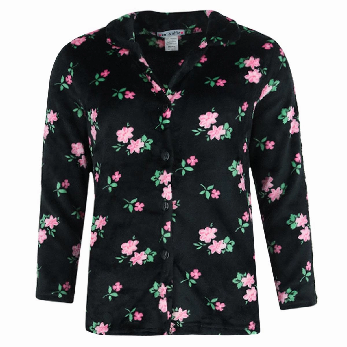 Women's Floral Notch Long Sleeve 3 Piece Pajama Set