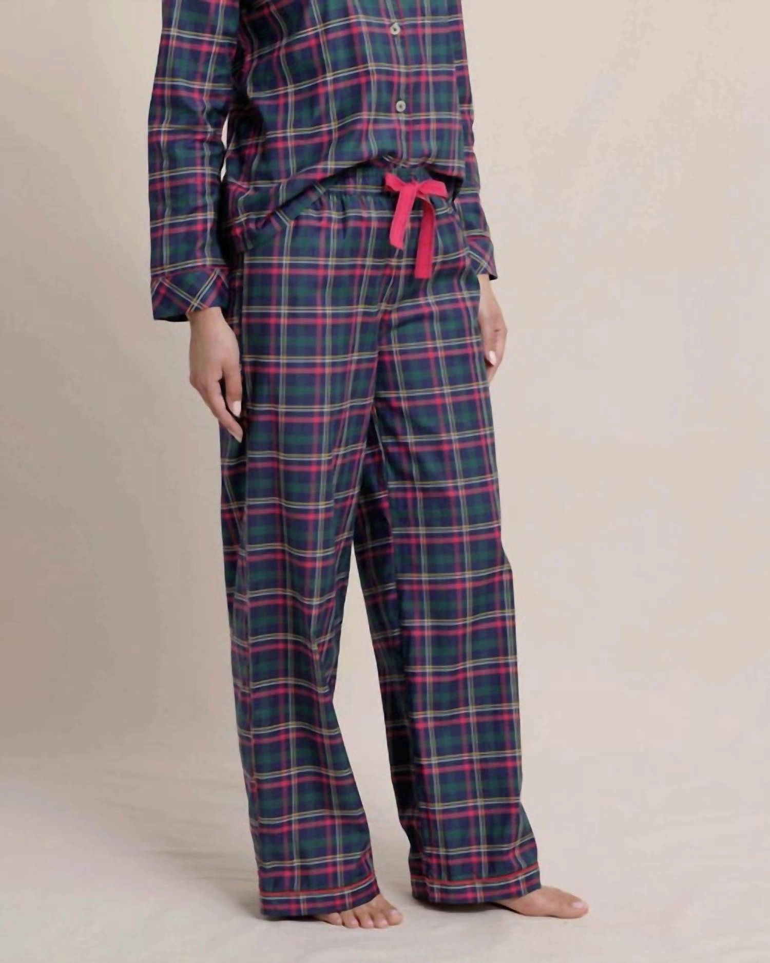 Women's Partridgeberry Plaid Lounge Pants (White Drawcord) In Dress Blue