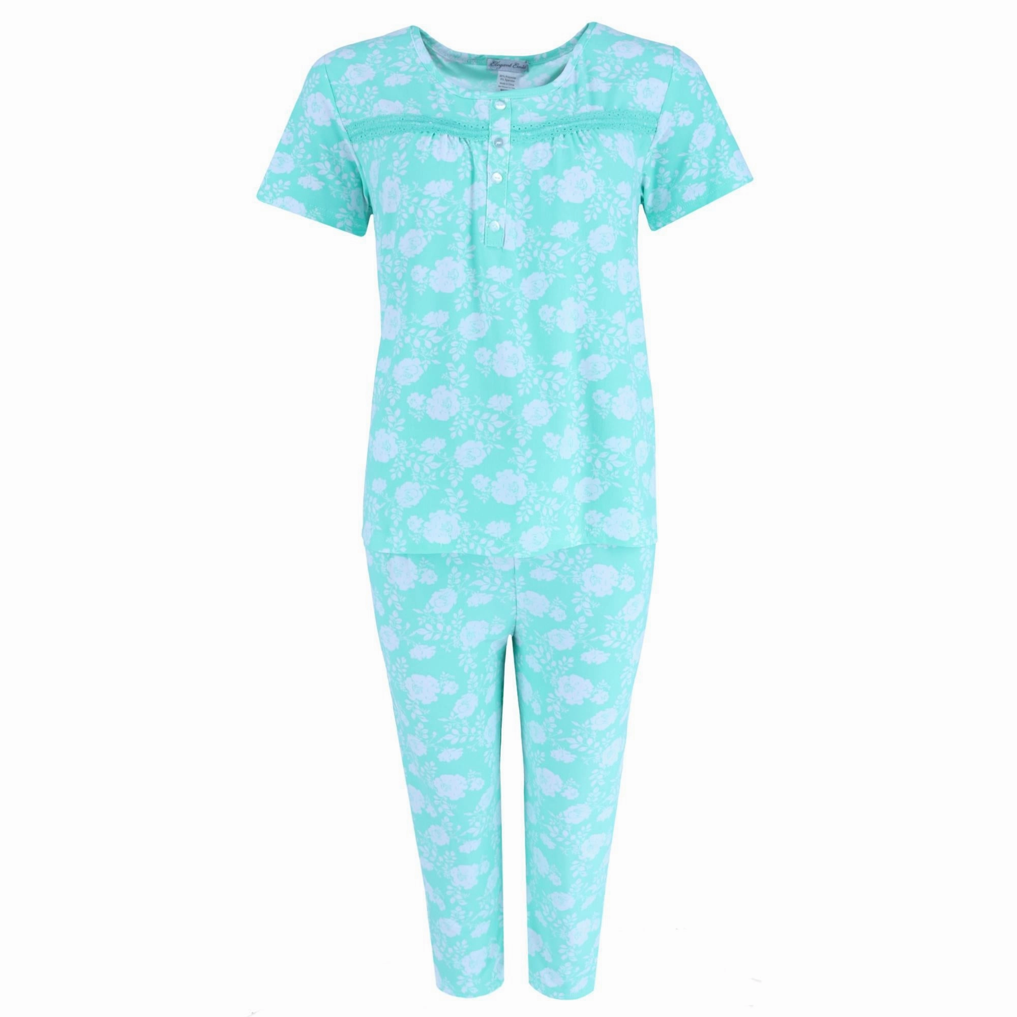 Women's Plus Mint Floral Capri Set