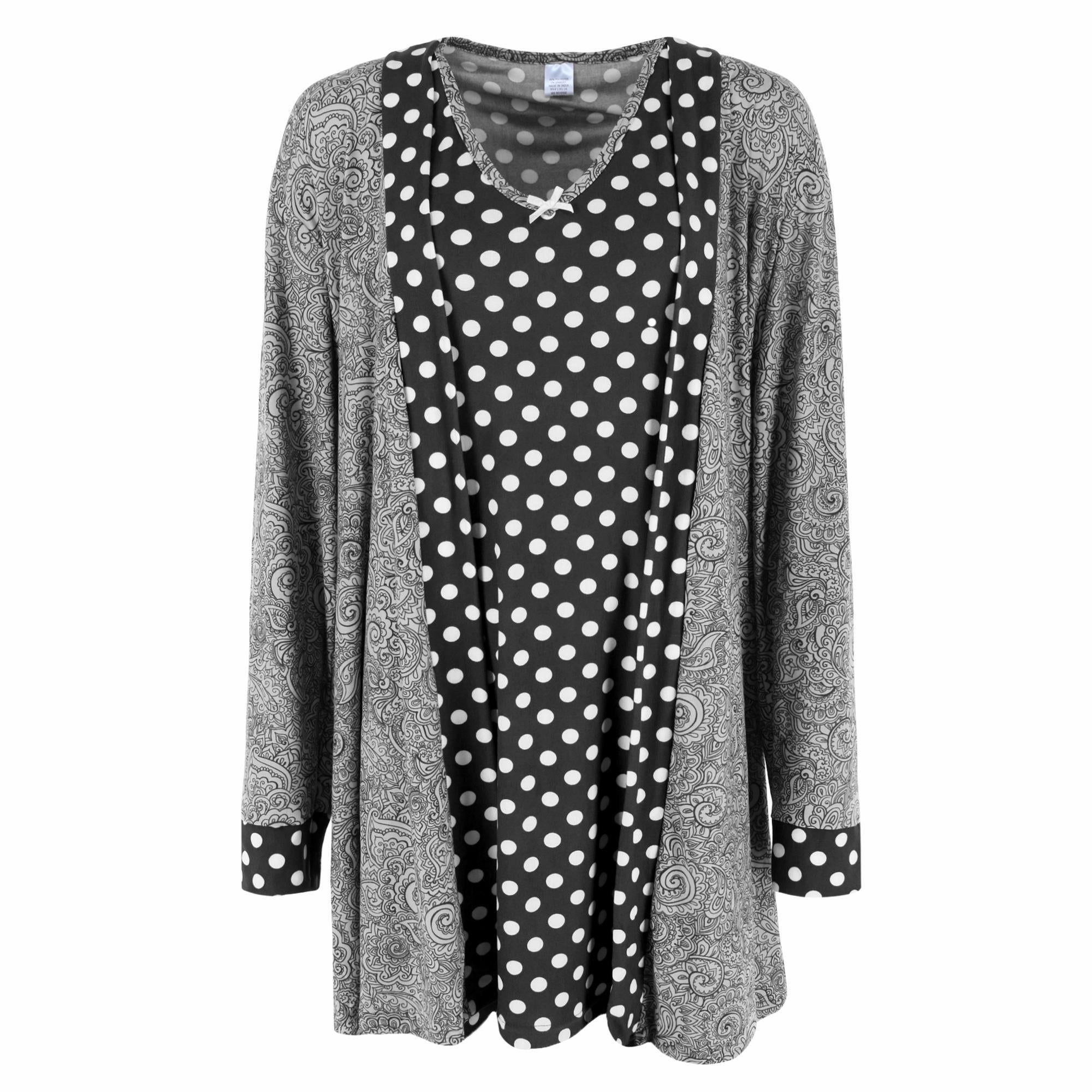 Women's Polka Dot Gown and Paisley Robe Sleep Set