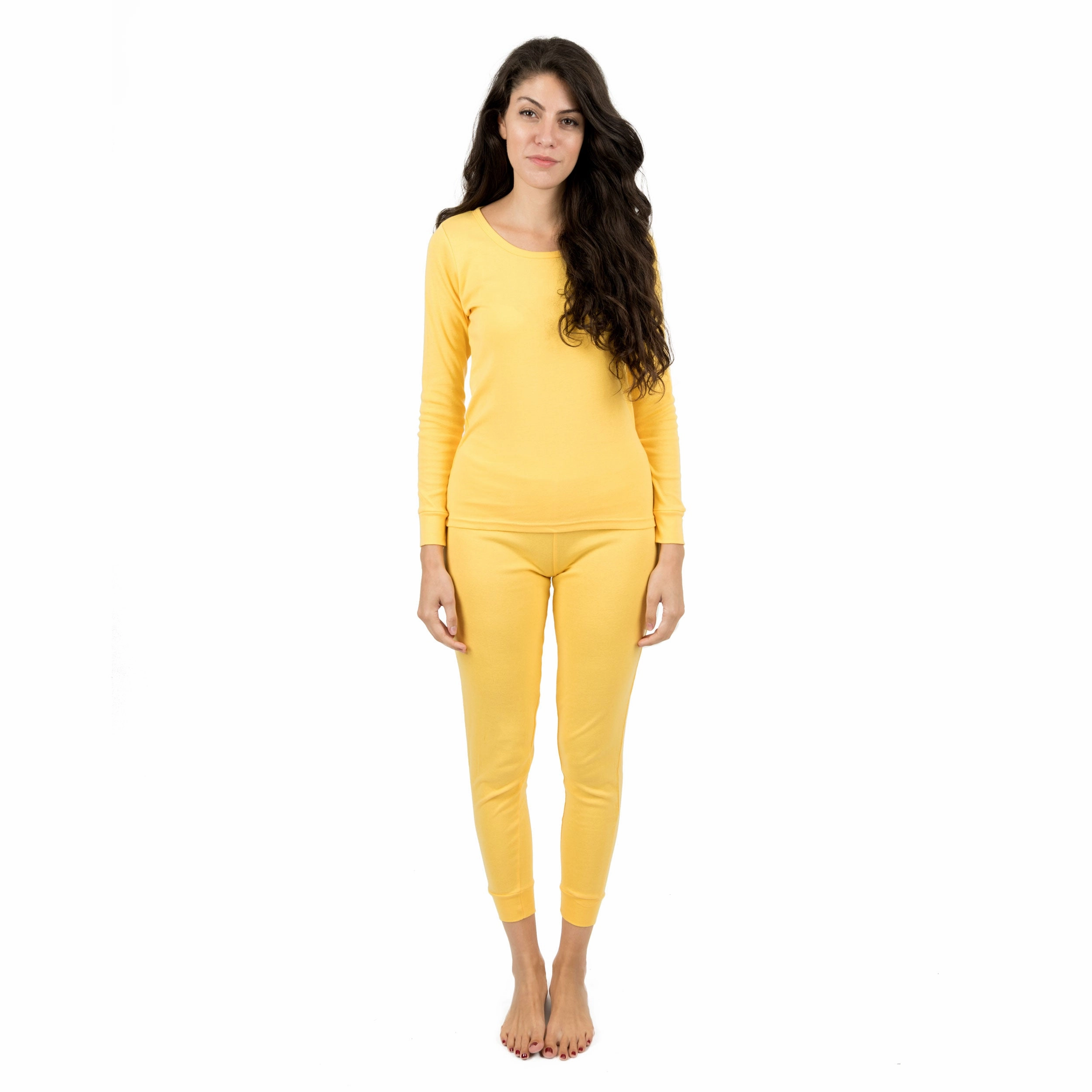Womens Two Piece Cotton Pajamas Classic Solid Color