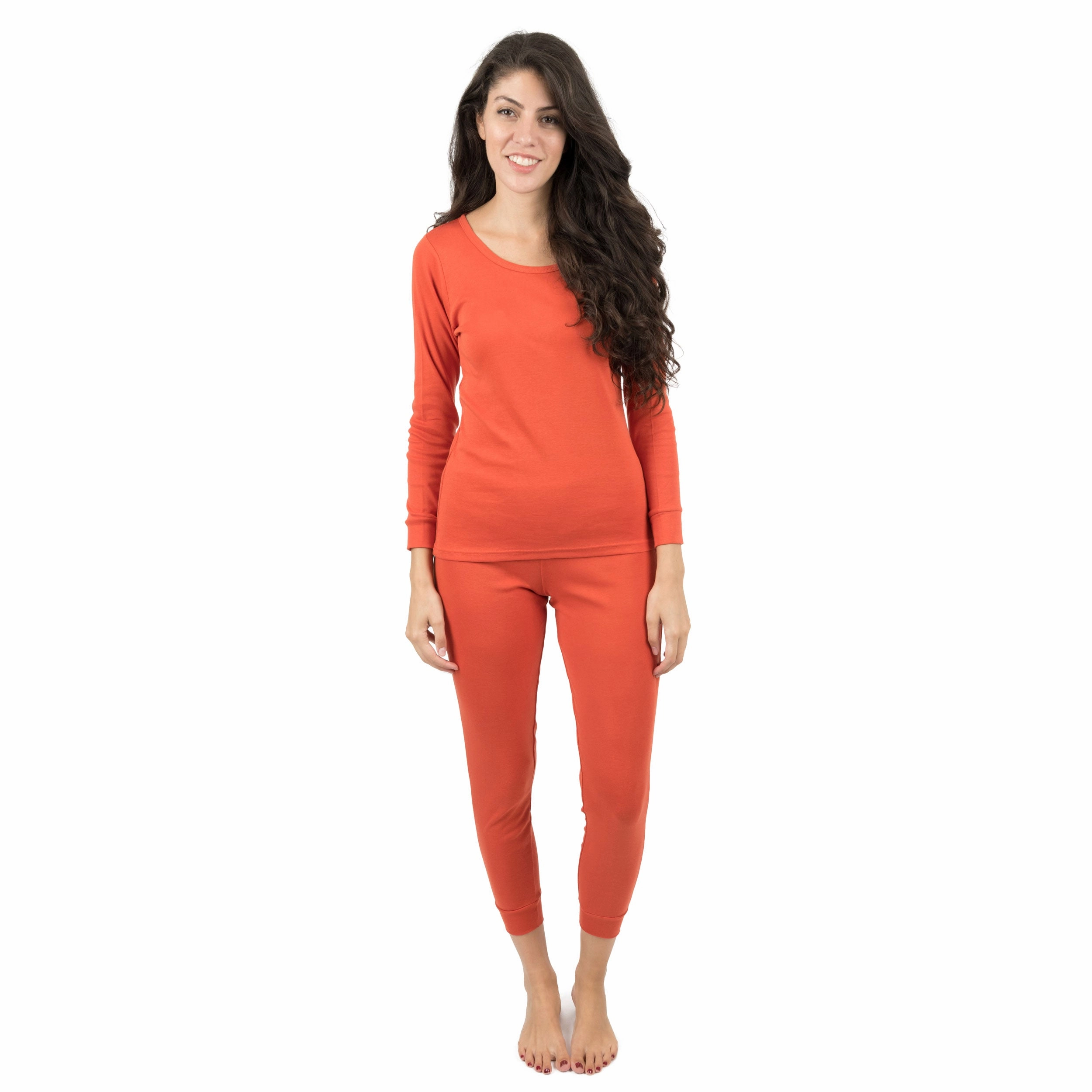 Womens Two Piece Cotton Pajamas Classic Solid Color