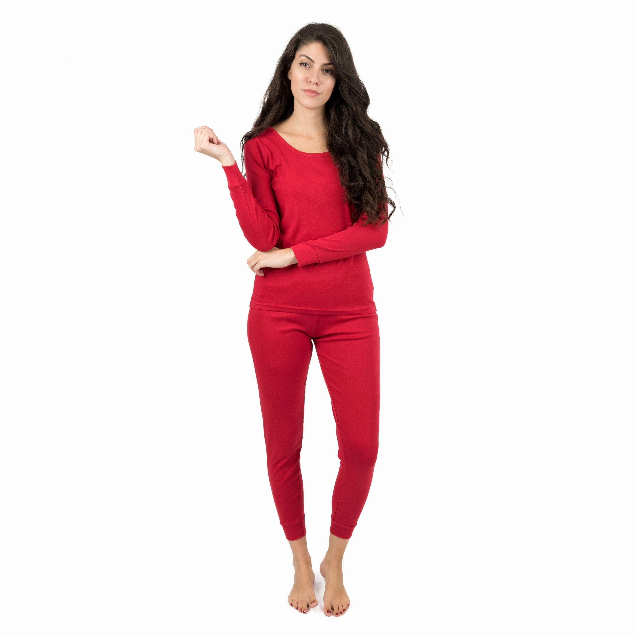 Womens Two Piece Cotton Pajamas Classic Solid Color