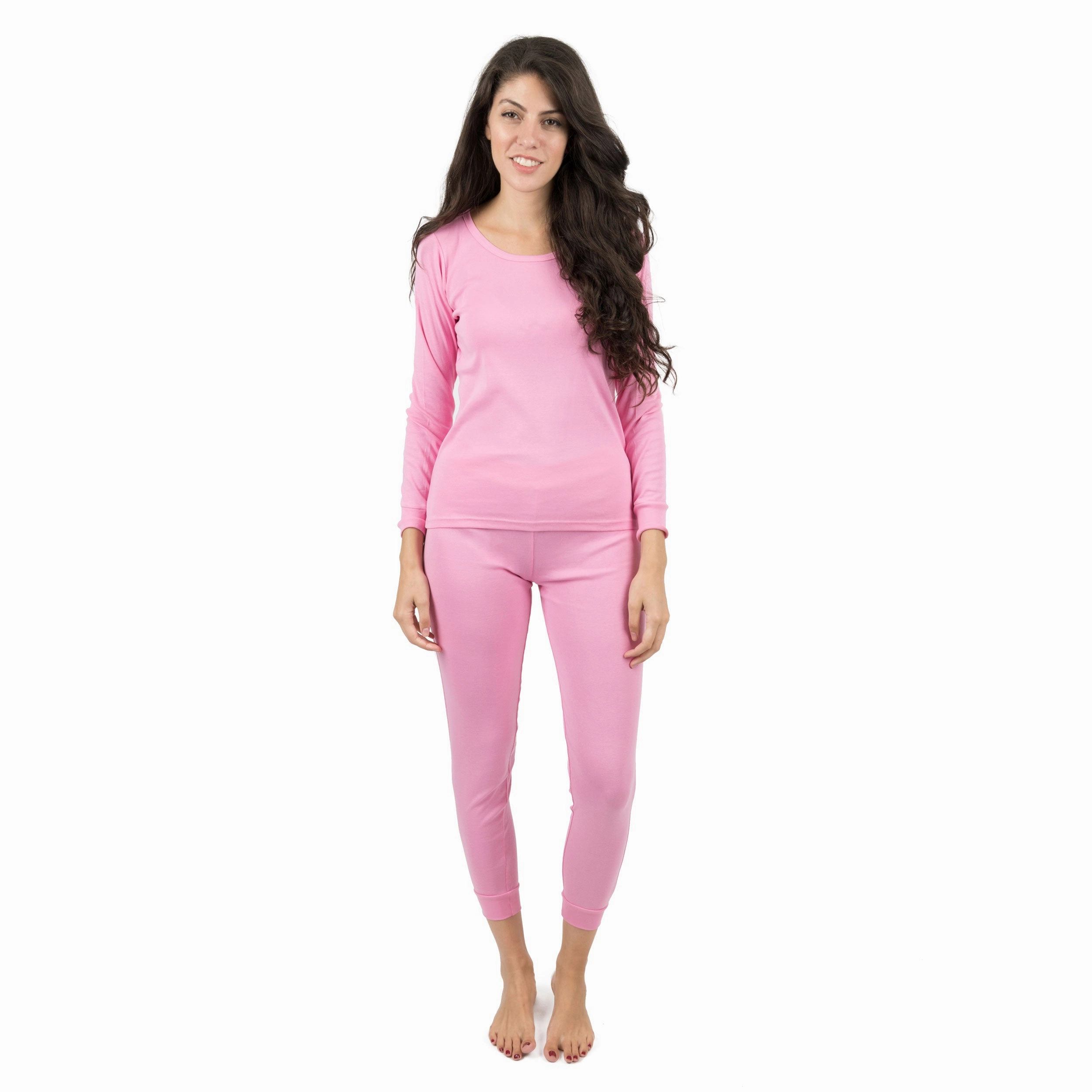 Womens Two Piece Cotton Pajamas Classic Solid Color